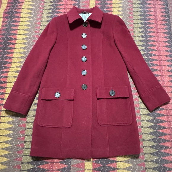 Brooks Brothers Women 4 Cranberry Wool /Cashmere Single Breasted Car Coat - Picture 13 of 14